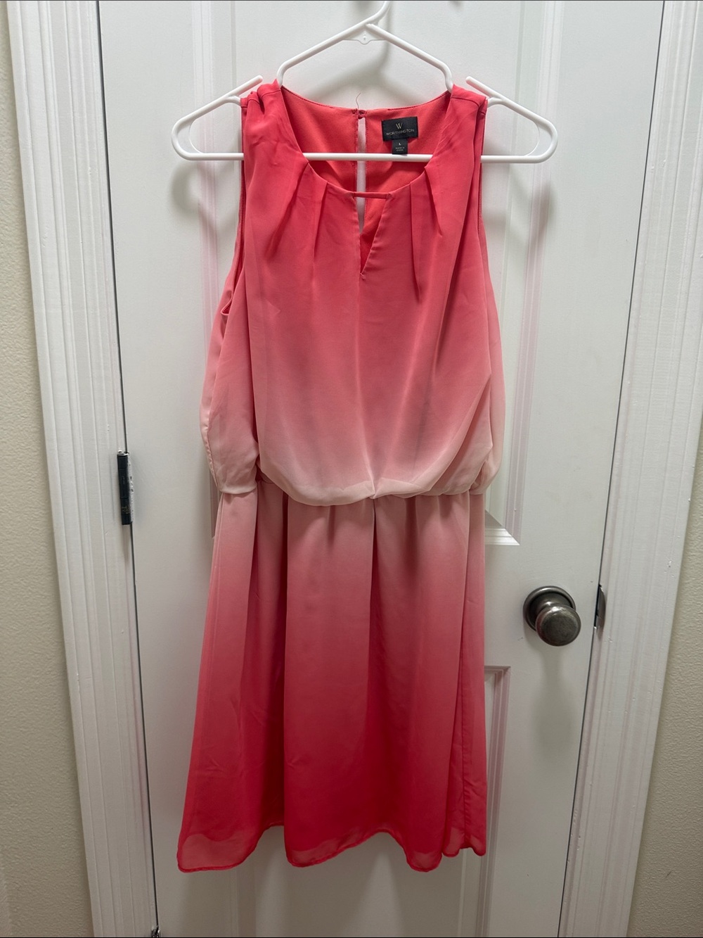 Worthington Coral to Light Pink Sleeveless Ombre Dress